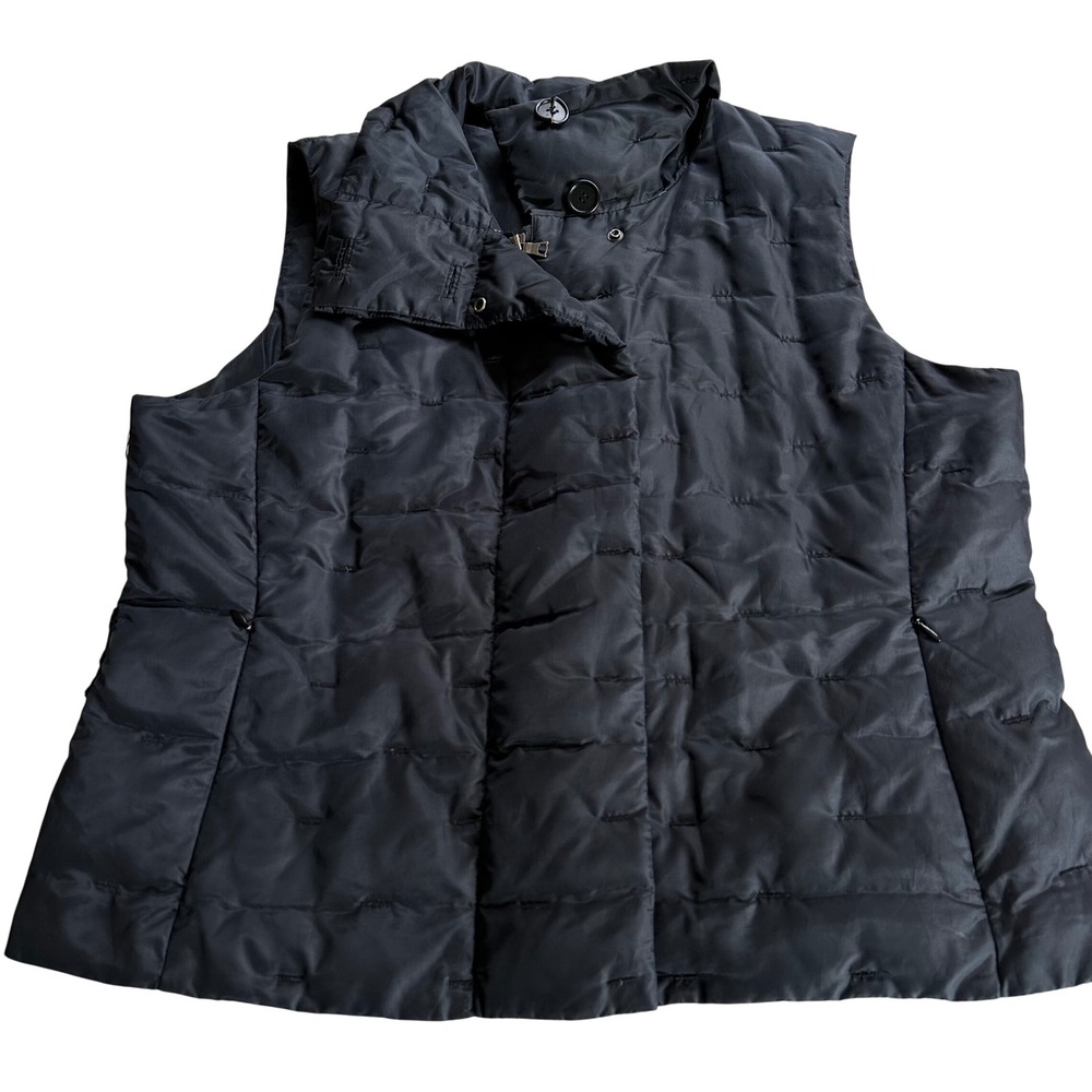 Talbots Petites XL Black Goose Down Quilted Puffer Vest Funnel Neck Sleeveless